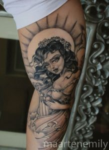 tattoos design by maarten neotraditional angel with halo