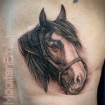 realistic portrait of horse, tattoos by maarten