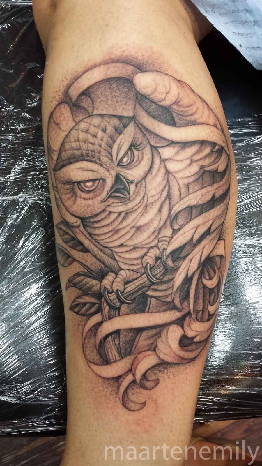 tattoos design by maarten 1 needle owl in the wind