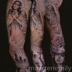 religious praying angel streetlife arm, tattoos design by maarten